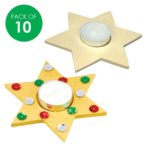 Wooden Candle Holders - Star - Pack of 10