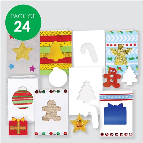 Cardboard Christmas Cutout Cards - White - Pack of 24