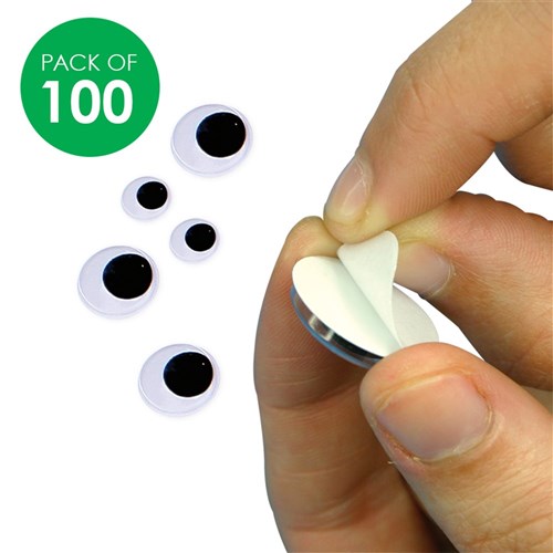 Self-Adhesive Wiggle Eyes - Black - Pack of 100