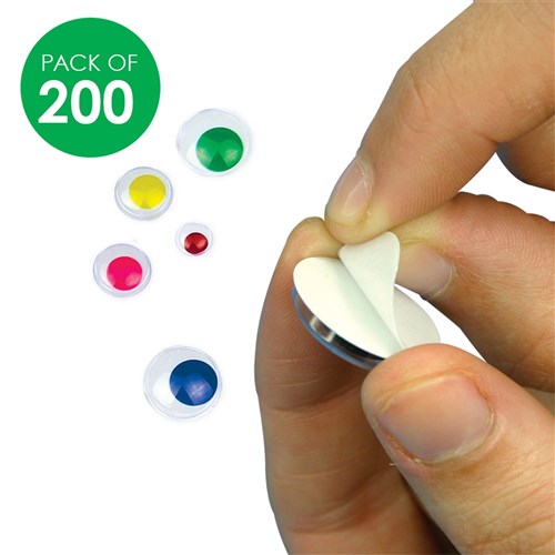 Self-Adhesive Wiggle Eyes - Coloured - Pack of 200