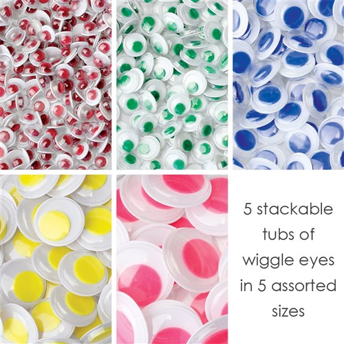 Wiggle Eyes - Coloured Assortment - Tub of 560