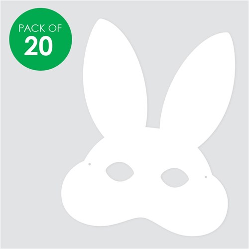 Cardboard Bunny Masks - White - Pack of 20