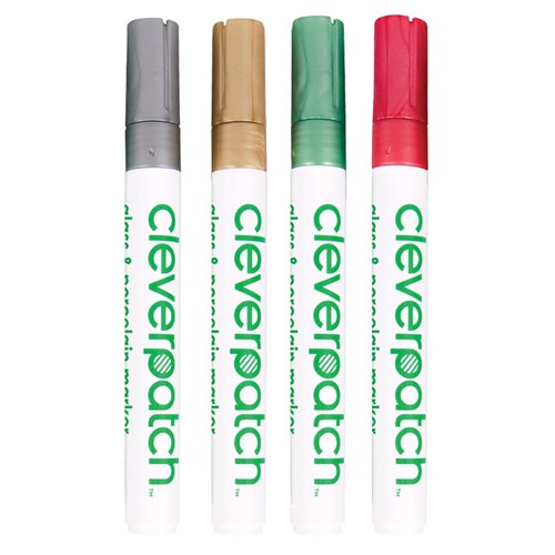 CleverPatch Glass & Porcelain Markers - Metallic - Pack of 4