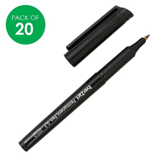 EverZart Permanent Pens - Black - Pack of 20
