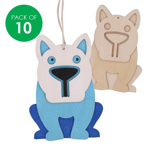 Wooden Layered Dogs - Pack of 10