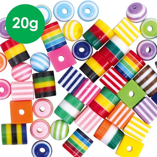 Striped Beads - Assorted - 20g Pack