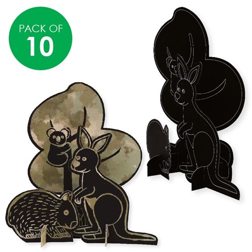 3D Printed Scratch Board Scenes - Australian Animals - Pack of 10
