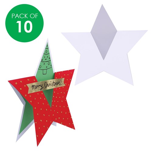 Cardboard Star Greeting Cards - White - Pack of 10