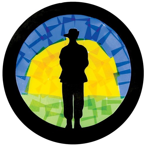 Stained Glass Soldier Silhouette